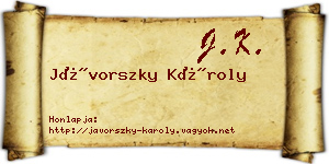 Jávorszky Károly névjegykártya