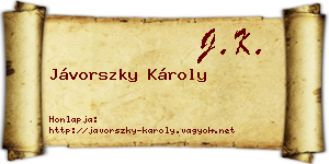 Jávorszky Károly névjegykártya